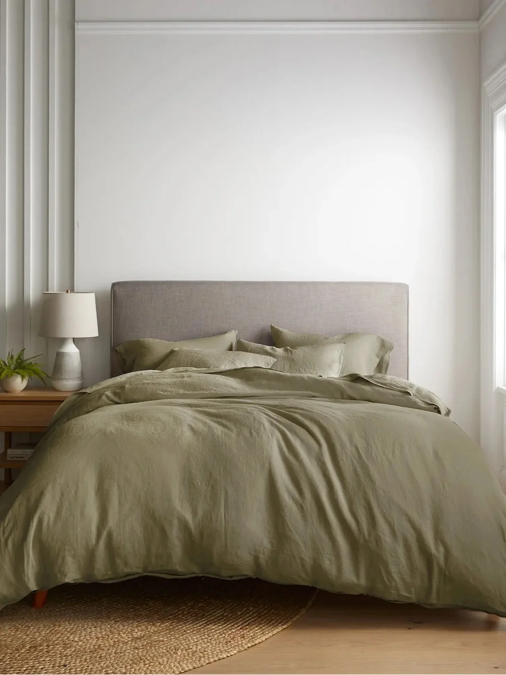 QUINCE European Linen Duvet Cover Full/Queen Aloe 8607